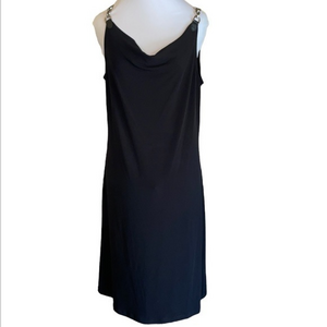 Black Michael Kors Silver‎ Chain Sleeveless Dress Size Large